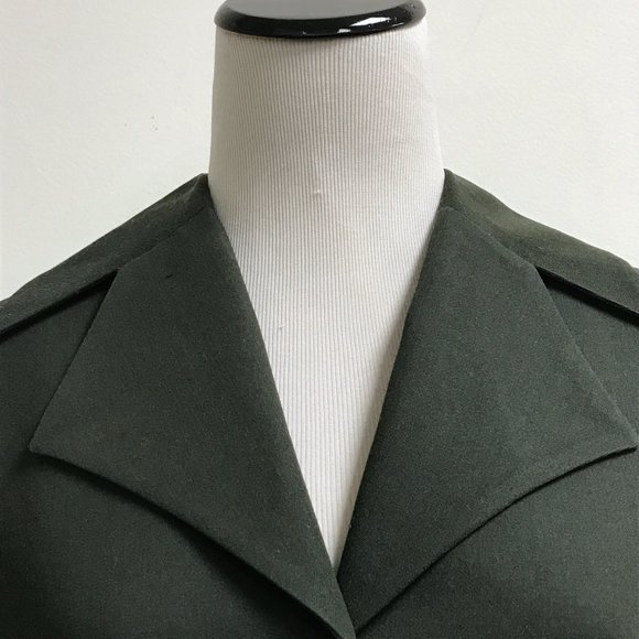 Lat Naylor Think Tank vintage olive army green wool swing jacket 2 M lined - Picture 5 of 13
